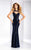 Clarisse - 3136 Sequined Fitted Bateau Cut Outs Gown in Blue