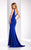 Clarisse - 3153 Stretch Satin Sheath Dress| in Blue