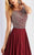 Clarisse - 3167 Embellished Jewel A-line Dress in Red