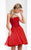 Clarisse - 3213 Beaded Semi-Sweetheart A-line Dress in Red
