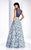 Clarisse - 3217 Two Piece Beaded Lace and Print Dress in Blue and Print