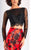 Clarisse - 4808 Two Piece Long Sleeves Floral Mermaid Gown in Red and Black