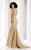 Clarisse - 4852 Cap Sleeve Lace Bateau Mermaid Dress in Gold