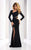 Clarisse - Long Sleeves Cutout Fitted Gown with Slit 4859 in Black