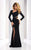 Clarisse - 4859 Long Sleeve Cutout Sheath Gown  in Black