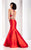 Clarisse - 4861 Sparkling Sheer Halter Mermaid Gown in Red