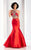 Clarisse - 4861 Sparkling Sheer Halter Mermaid Gown in Red