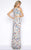 Cassandra Stone - 1062A Abstract Floral Sequined Gown in Neutral