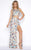 Cassandra Stone - 1062A Abstract Floral Sequined Gown  in Neutral