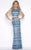 Cassandra Stone - 4515A Two Piece Aztec Sequined Sheath Gown in Blue