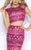 Cassandra Stone - 4515A Two Piece Aztec Sequined Sheath Gown in Pink