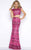 Cassandra Stone - 4515A Two Piece Aztec Sequined Sheath Gown in Pink