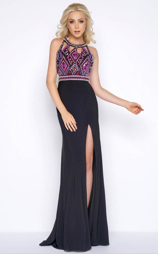 Cassandra Stone - 40603A High Neck Gown Style in Black