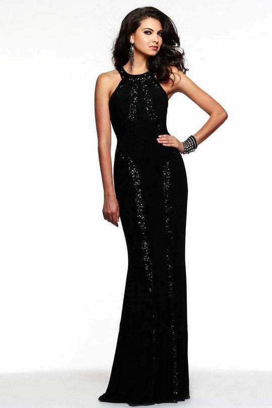 7510 Jersey Long Evening Dress with Sequined Trim