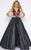 Cassandra Stone - 48463A V Neck Gown with Over Skirt in Black and Red