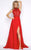 Cassandra Stone - 62383A High Neck Gown with Beaded Bodice in Red