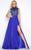 Cassandra Stone - 62383A High Neck Gown with Beaded Bodice in Blue