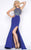 Cassandra Stone - 66038A High Neck Gown Style in Blue