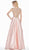 Ashley Lauren - 1564 Crystal Beaded Illusion Cap Sleeve A-Line Gown In Pink