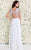 Shail K - Intricately Ornate Sheer Paneled Long Gown with Cap Sleeves 1123  In White