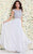 Shail K - Intricately Ornate Sheer Paneled Long Gown with Cap Sleeves 1123 In White