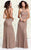 Shail K - Resplendent High Illusion Sheer Sheath Long Gown 1151  In Brown