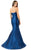 Shail K - Strapless Long Mermaid Dress 4031 In Blue