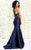 Shail K - Exceptional Mermaid Mikado Gown with an Ornate Necklace Strap 4032 In Blue