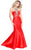 Shail K - Exceptional Mermaid Mikado Gown with an Ornate Necklace Strap 4032 In Red