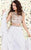 Shail K - Strikingly Embellished Jewel Illusion A-Line Long Gown 4033 In White