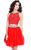 Shail K - Two Piece Beaded Halter Neck Tulle A-line Dress 4035 In Red