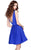 Shail K - Plunging V Neck Short Cocktail Dress 4036  In Blue