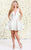 Shail K - Plunging V Neck Short Cocktail Dress 4036  In White