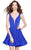 Shail K - Plunging V Neck Short Cocktail Dress 4036  In Blue