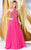 Shail K - Beaded Halter Neck Chiffon A-line Dress 4038 In Pink