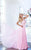 Shail K - Beaded Halter Neck Chiffon A-line Dress 4038  In Pink