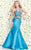 Shail K - Two Piece Ornately Beaded Bustier Mermaid Prom Dress 4039 In Blue