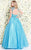 Shail K - Renaissance Jewel Illusion A-Line Gown with Lattice Beadwork 4041 In Blue