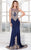 Shail K - Long Illusion Embellished Gown 4048 In Blue