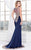 Shail K - Long Illusion Embellished Gown 4048 in Blue