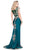 Shail K - Intricate Illusion Baroque Lace Appliqued Sheath Gown 4049 In Green