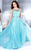Shail K - Sparkling Scalloped Illusion A-Line Evening Gown 4057 In Blue