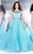 Shail K - Sparkling Scalloped Illusion A-Line Evening Gown 4057 In Blue