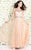 Shail K - Sparkling Scalloped Illusion A-Line Evening Gown 4057 In Neutral