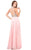 Shail K - Iridescent High Illusion Embellished A-Line Long Gown 4058 In Pink