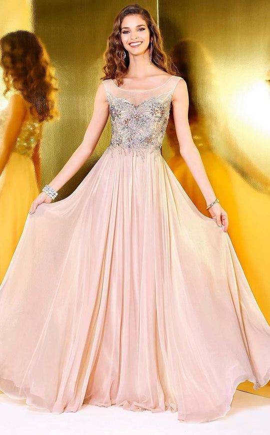 Shail K - Sophisticated Sleeveless Long Dress 4066 In Pink