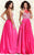 Shail K - ChicÂ Halter Illusion A-Line Matte Satin Prom Dress 4070 In Pink