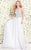 Shail K - Scallop Embellished Halter Chiffon A-Line Gown 4072 In White