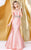 Shail K - Sheer Paneled Lace Illusion Mikado Mermaid Gown 4076 In Pink