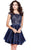Shail K - Short Lace Prom Dress 4082 in Blue